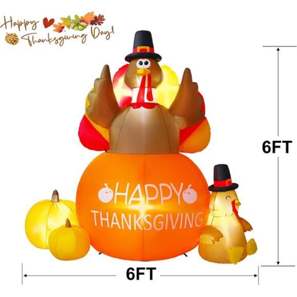 Thanksgiving Inflatables Turkey Outdoor Decorations - Blow Up Turkey Inflatable - Picture 2 of 8